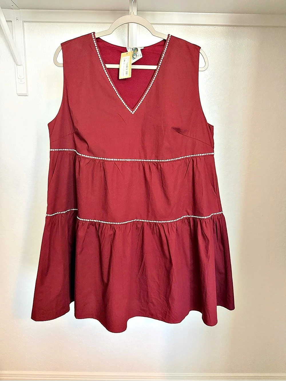 Queen of Sparkles Maroon Collie Back Tank Dress Size Large NWT